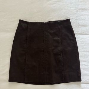 Free people maroon faux leather mini skirt